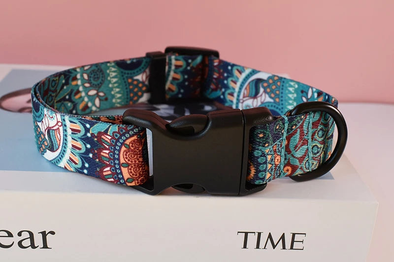 15 Kinds Of Color Nylon Printed Dog Collar Adjustable Collar For Dogs Pet Products Custom Engraved Nameplate Pet Supplies