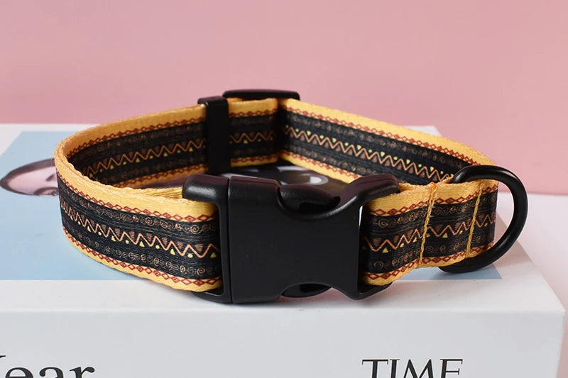 15 Kinds Of Color Nylon Printed Dog Collar Adjustable Collar For Dogs Pet Products Custom Engraved Nameplate Pet Supplies