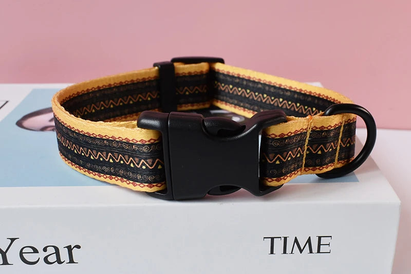 15 Kinds Of Color Nylon Printed Dog Collar Adjustable Collar For Dogs Pet Products Custom Engraved Nameplate Pet Supplies
