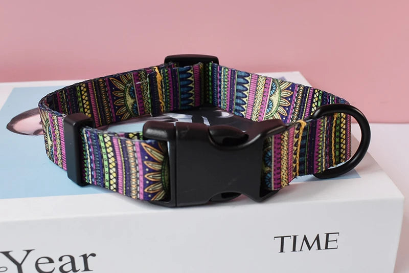 15 Kinds Of Color Nylon Printed Dog Collar Adjustable Collar For Dogs Pet Products Custom Engraved Nameplate Pet Supplies