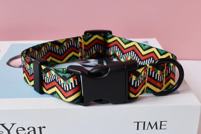 15 Kinds Of Color Nylon Printed Dog Collar Adjustable Collar For Dogs Pet Products Custom Engraved Nameplate Pet Supplies