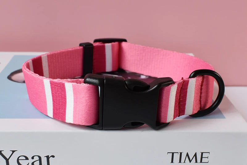 15 Kinds Of Color Nylon Printed Dog Collar Adjustable Collar For Dogs Pet Products Custom Engraved Nameplate Pet Supplies