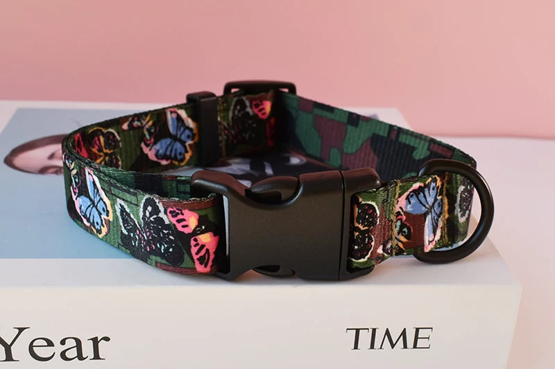 15 Kinds Of Color Nylon Printed Dog Collar Adjustable Collar For Dogs Pet Products Custom Engraved Nameplate Pet Supplies