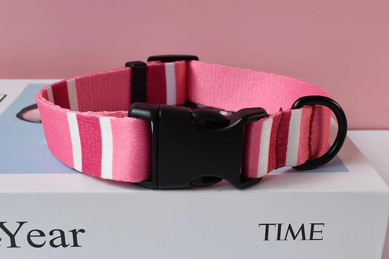 15 Kinds Of Color Nylon Printed Dog Collar Adjustable Collar For Dogs Pet Products Custom Engraved Nameplate Pet Supplies