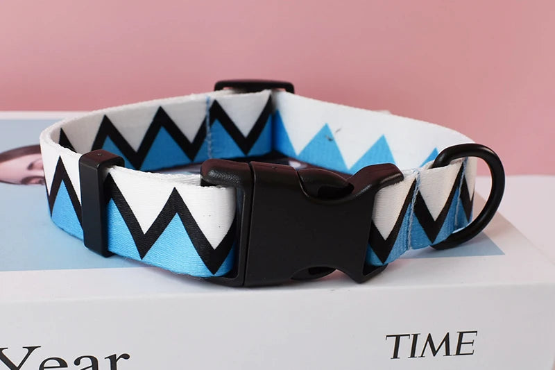 15 Kinds Of Color Nylon Printed Dog Collar Adjustable Collar For Dogs Pet Products Custom Engraved Nameplate Pet Supplies