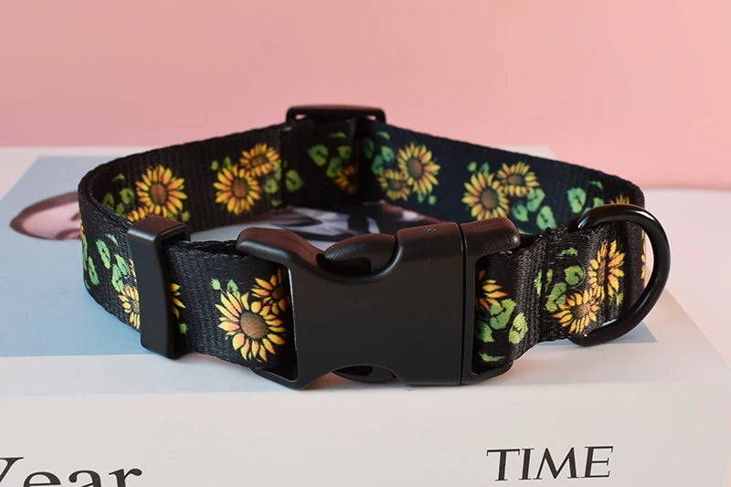 15 Kinds Of Color Nylon Printed Dog Collar Adjustable Collar For Dogs Pet Products Custom Engraved Nameplate Pet Supplies