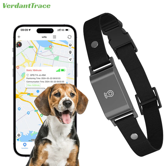 VerdantTrace IP67 Waterproof 4G GPS Animal Tracker Collar Anti-Lost Real Time Tracking Dog Cat Locator Pet Fashion Neck Collar